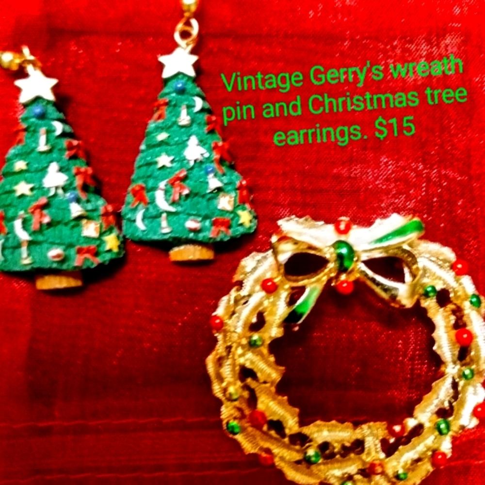 Earrings and pin.